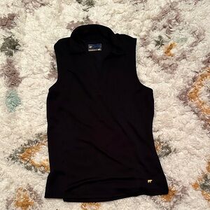 Black Sleeveless Polo Top